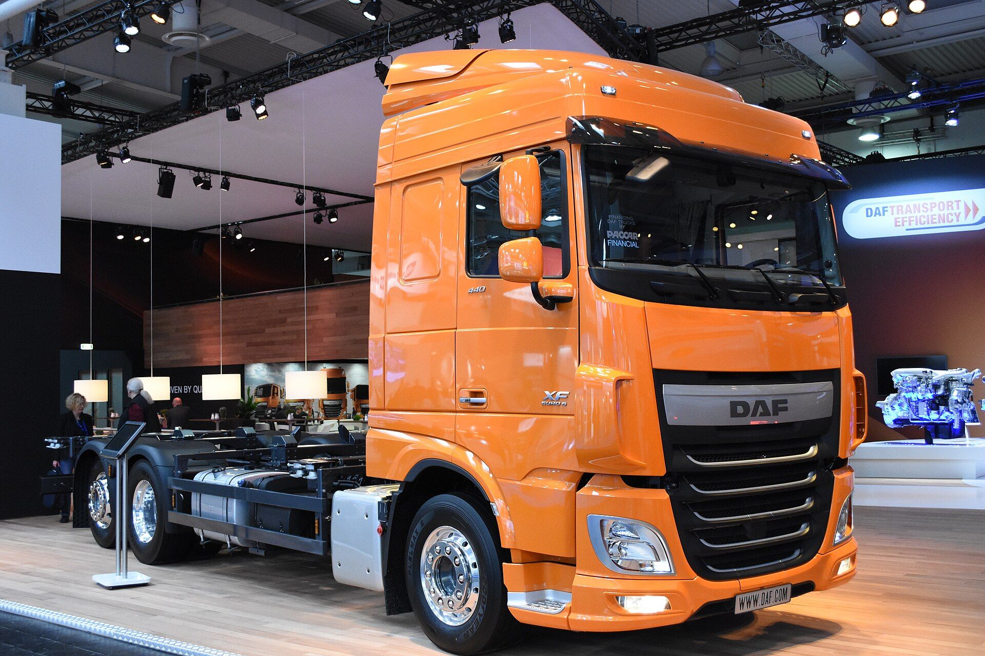 DAF XF Euro 6 chassis with its exhaust aftertreatment unit exposed, IAA 2016